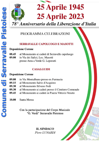 25 Aprile 2023 - 78esimo anniversario della Liberazione d'Italia  
