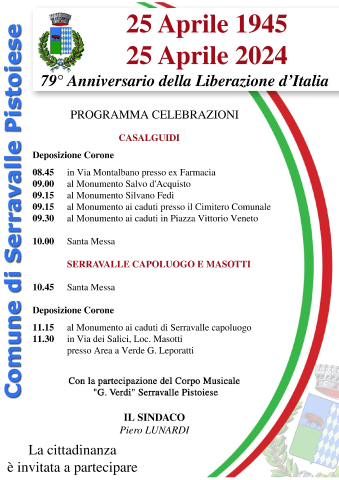 Celebrazioni 25 aprile - Anniversario della Liberazione d'Italia